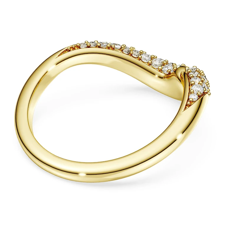 Swarovski Classica open ring, Round cut, White, Sterling silver, 18K gold finish