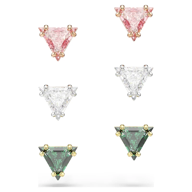 Stilla stud earrings, Triangle cut, Multicoloured, Mixed metal finish by SWAROVSKI