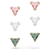 Stilla stud earrings, Triangle cut, Multicoloured, Mixed metal finish by SWAROVSKI