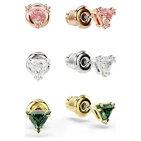 Stilla stud earrings, Triangle cut, Multicoloured, Mixed metal finish by SWAROVSKI