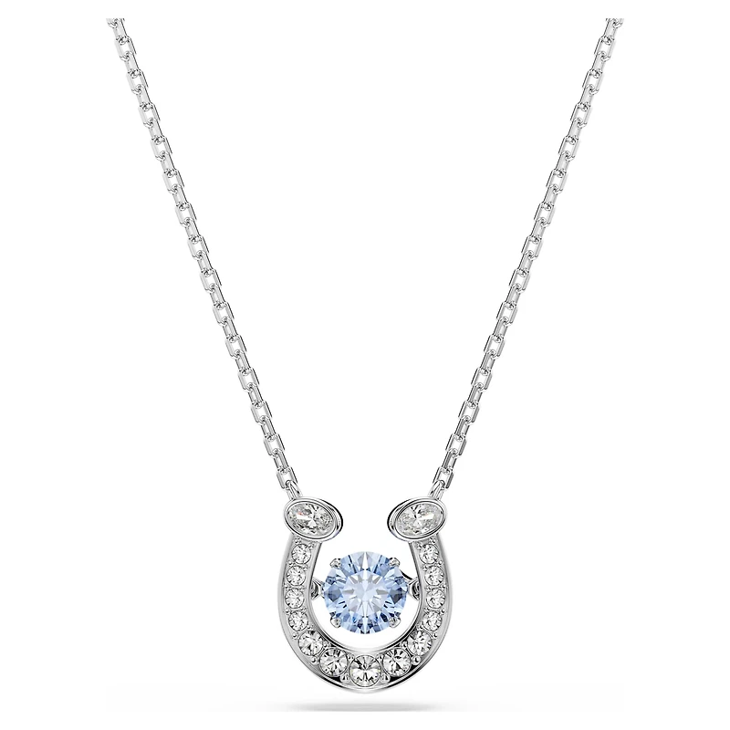 Symbolica pendant, Round cut, Pavé, Horseshoe, Blue, Rhodium plated by SWAROVSKI