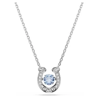 Symbolica pendant, Round cut, Pavé, Horseshoe, Blue, Rhodium plated by SWAROVSKI