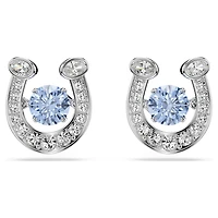 Symbolica stud earrings, Round cut, Pavé, Horseshoe, Blue, Rhodium plated by SWAROVSKI