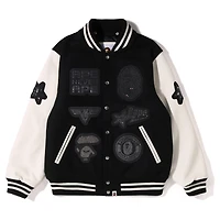 A BATHING APE® Shark Hooded Varsity Jacket, Black and white by SWAROVSKI