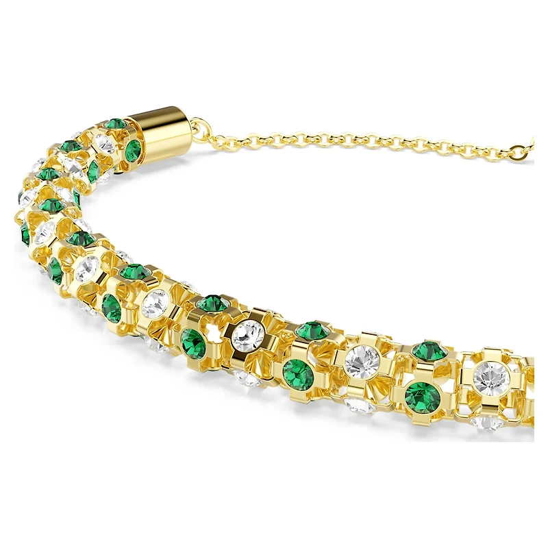 Dextera bracelet, Round cut, Green, 18K gold finish