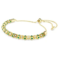 Dextera bracelet, Round cut, Green, Gold-tone finish by SWAROVSKI