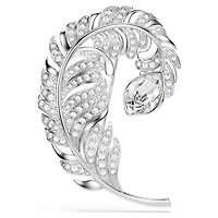 Idyllia brooch, Mixed cuts, Feather, Rhodium plated by SWAROVSKI