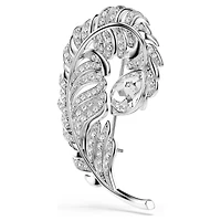 Idyllia brooch, Mixed cuts, Feather, Rhodium plated by SWAROVSKI