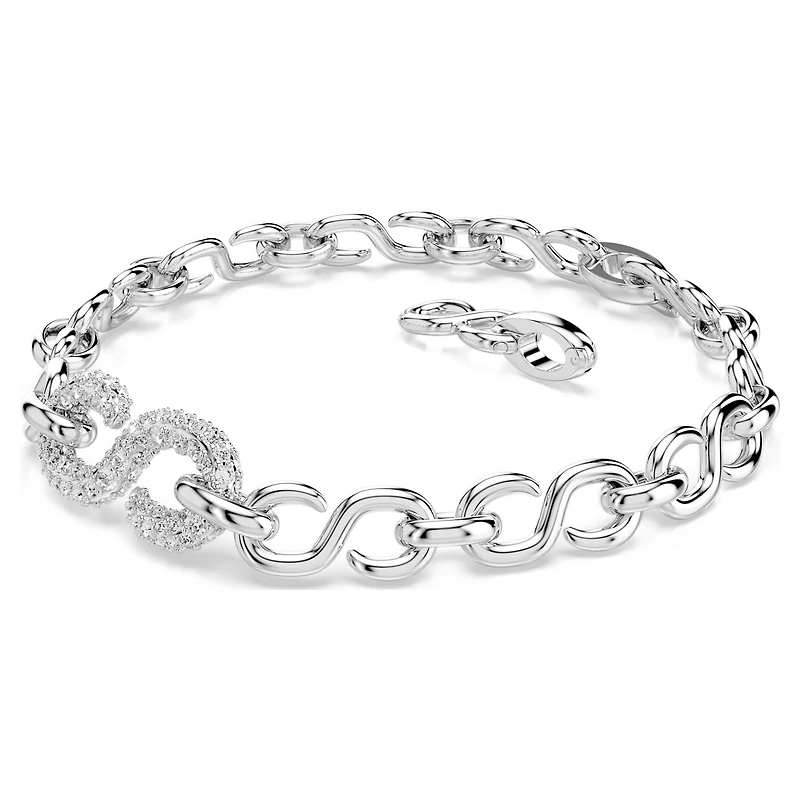 Dextera bracelet, Round cut, White, Rhodium plated by SWAROVSKI