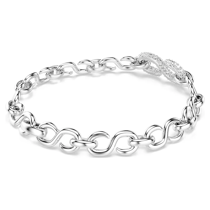 Dextera bracelet, Round cut, White, Rhodium plated by SWAROVSKI