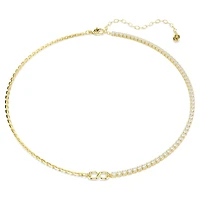 Matrix necklace, Round cut, White, 18K gold finish