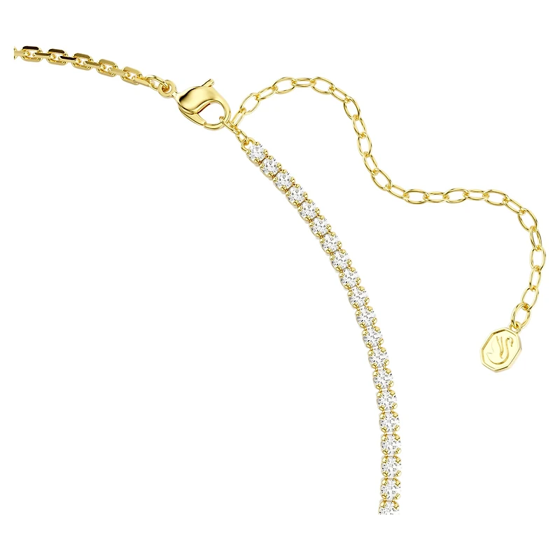 Matrix necklace, Round cut, White, 18K gold finish