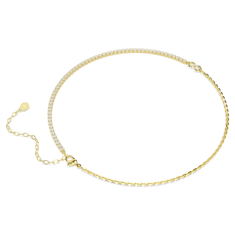 Matrix necklace, Round cut, White, 18K gold finish