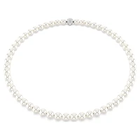 Matrix necklace, Crystal pearl, White, Rhodium plated by SWAROVSKI