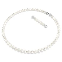 Matrix necklace, Crystal pearl, White, Rhodium plated by SWAROVSKI