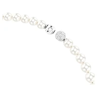 Matrix necklace, Crystal pearl, White, Rhodium plated by SWAROVSKI