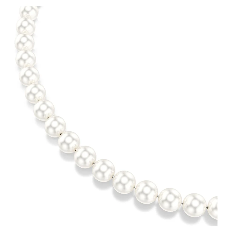 Matrix necklace, Crystal pearl, White, Rhodium plated by SWAROVSKI