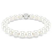 Matrix bracelet, Crystal pearl, White, Rhodium plated by SWAROVSKI