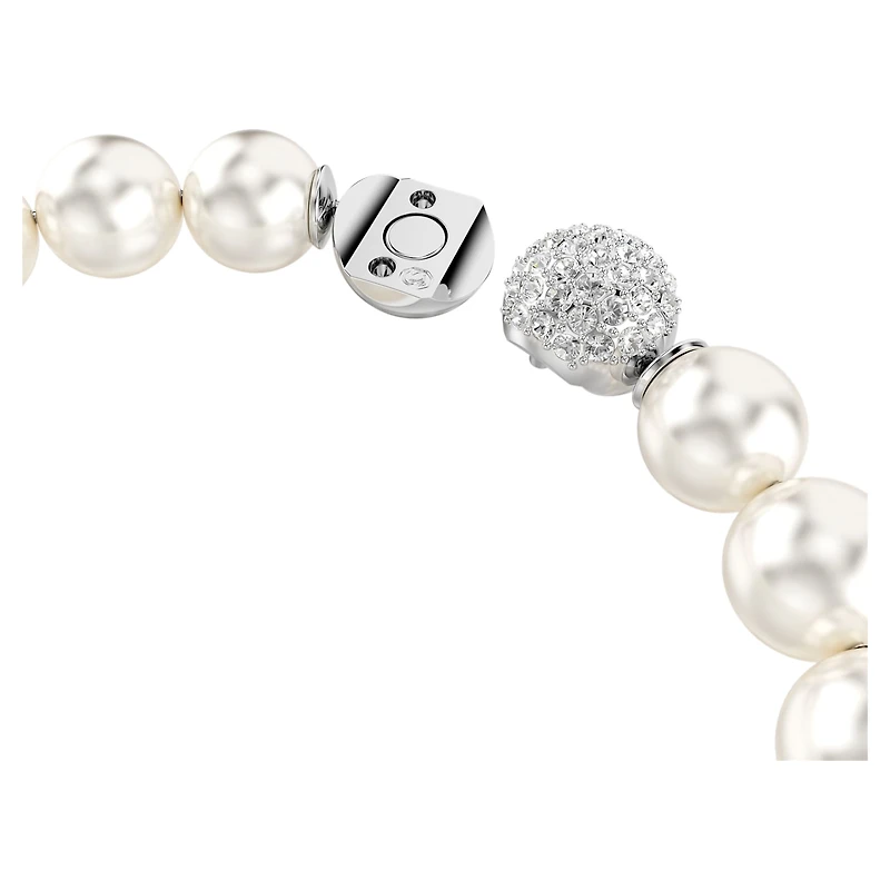Matrix bracelet, Crystal pearl, White, Rhodium plated by SWAROVSKI