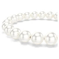 Matrix bracelet, Crystal pearl, White, Rhodium plated by SWAROVSKI