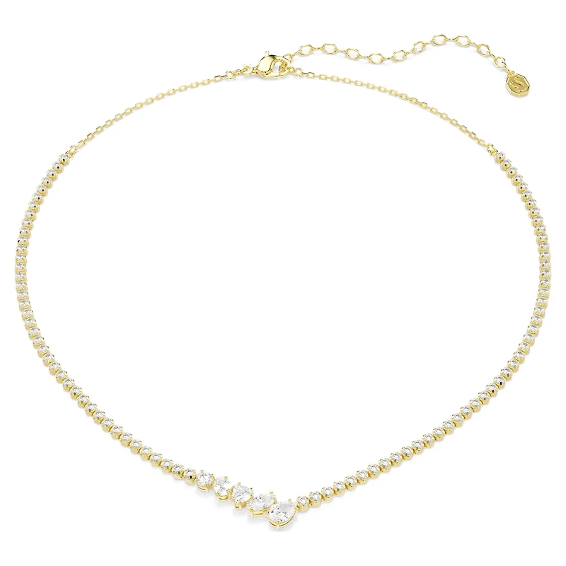 Mesmera necklace, Mixed cuts, White, 18K gold finish