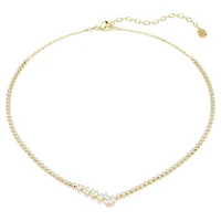 Mesmera necklace, Mixed cuts, White, 18K gold finish