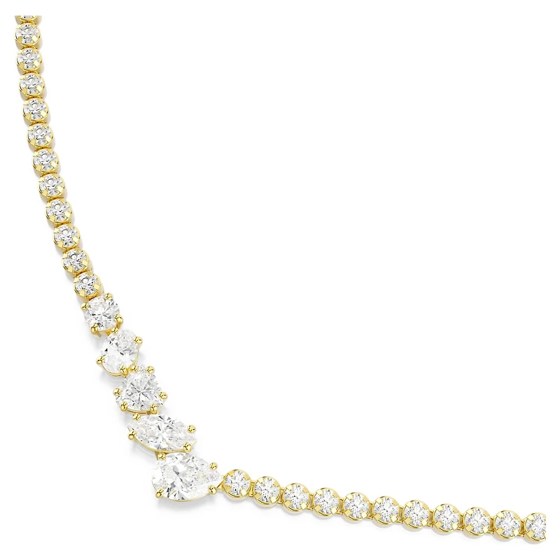 Mesmera necklace, Mixed cuts, White, 18K gold finish