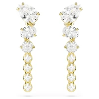 Mesmera drop earrings, Mixed cuts, White, 18K gold finish