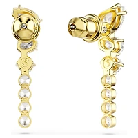 Mesmera drop earrings, Mixed cuts, White, 18K gold finish