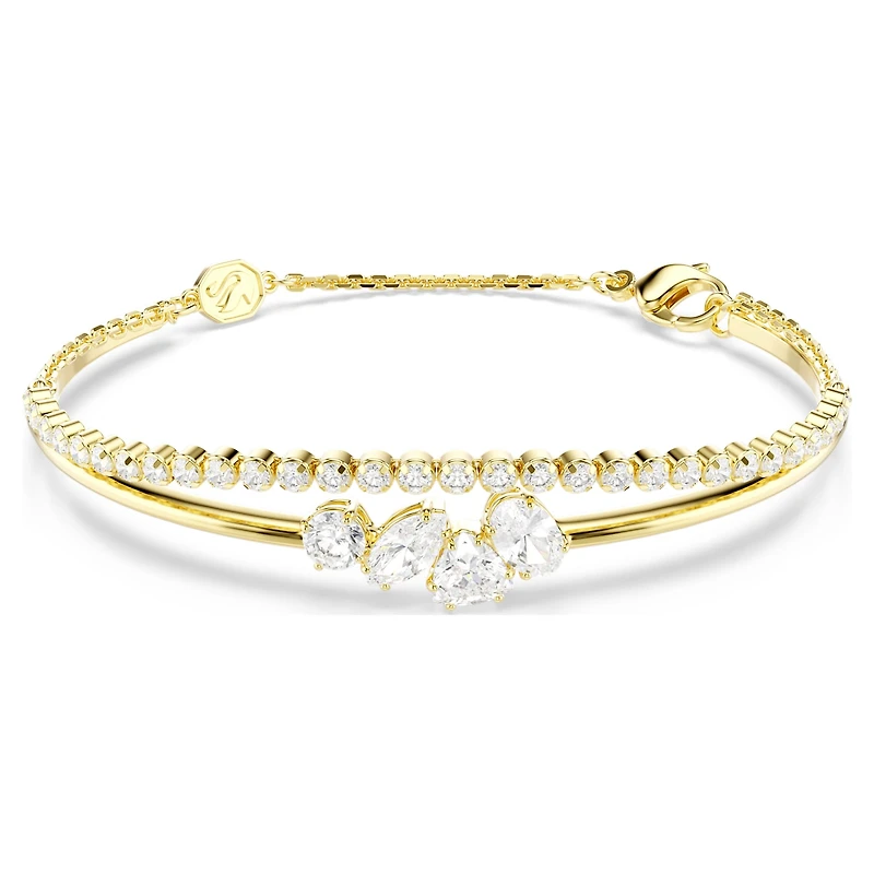 Mesmera bracelet, Mixed cuts, White, 18K gold finish