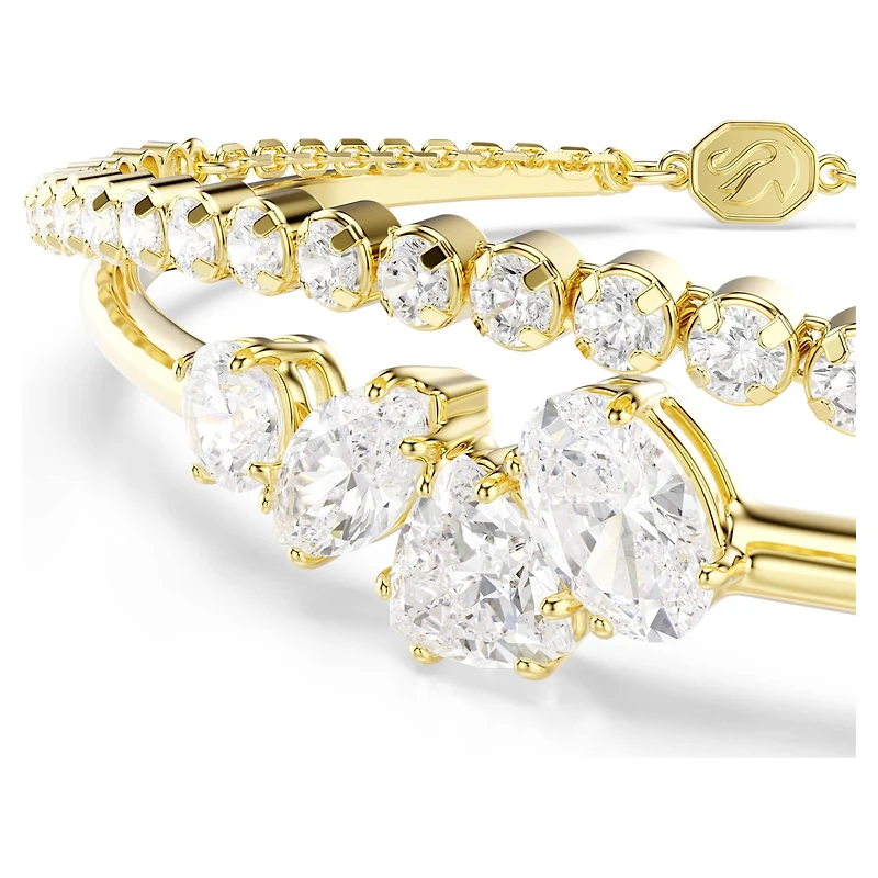 Mesmera bracelet, Mixed cuts, White, 18K gold finish
