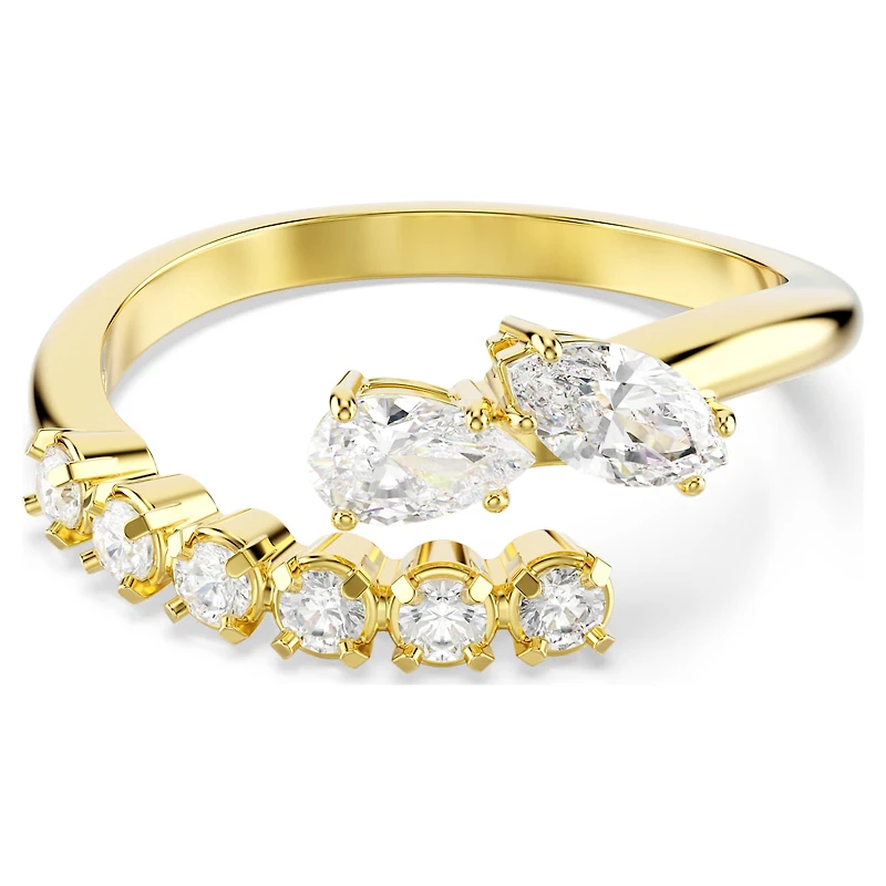 Mesmera open ring, Mixed cuts, White, 18K gold finish