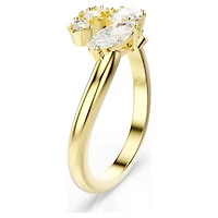 Mesmera open ring, Mixed cuts, White, 18K gold finish