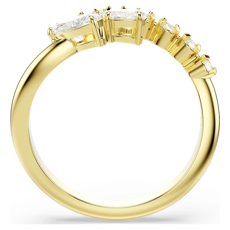Mesmera open ring, Mixed cuts, White, 18K gold finish