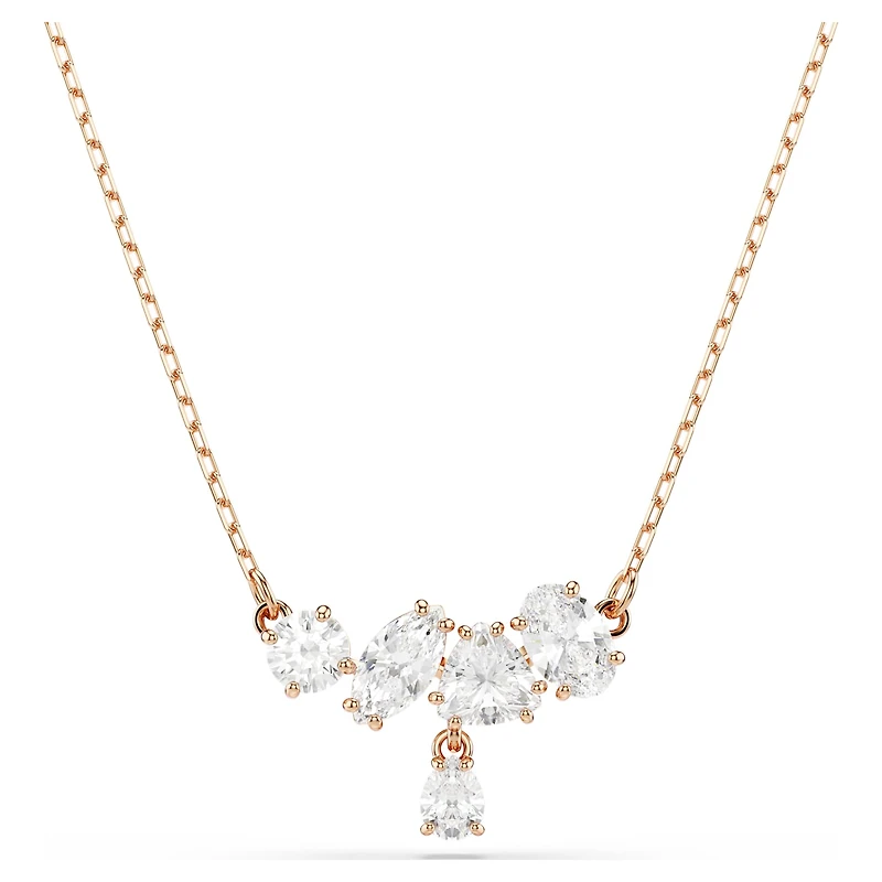 Mesmera necklace, Mixed cuts, White, 18K rose gold finish