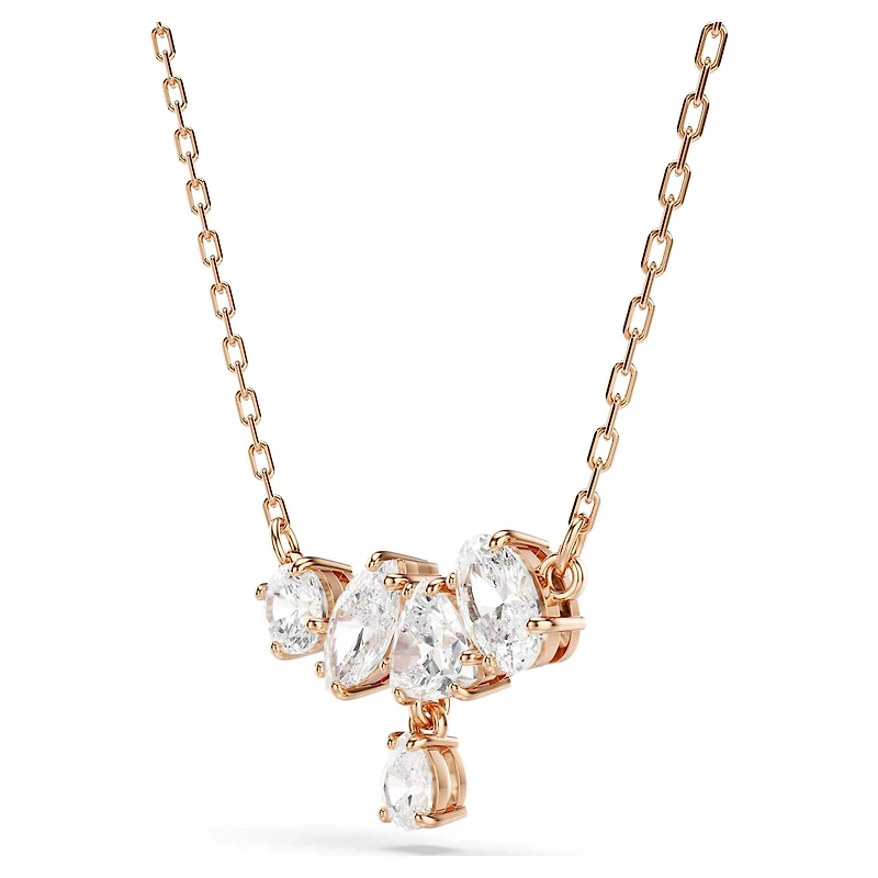 Mesmera necklace, Mixed cuts, White, 18K rose gold finish