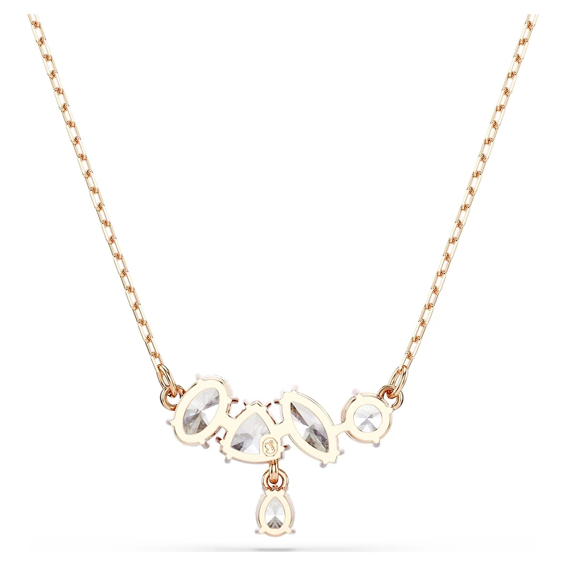 Mesmera necklace, Mixed cuts, White, 18K rose gold finish