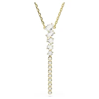 Mesmera Y necklace, Mixed cuts, White, 18K gold finish