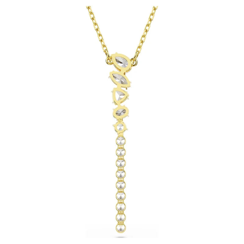 Mesmera Y necklace, Mixed cuts, White, 18K gold finish