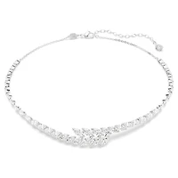 Mesmera necklace, Marquise cut, White, Rhodium plated