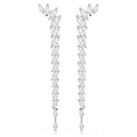 Mesmera earrings, Marquise cut, White, Rhodium plated