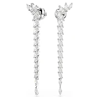Mesmera earrings, Marquise cut, White, Rhodium plated