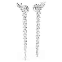 Mesmera earrings, Marquise cut, White, Rhodium plated
