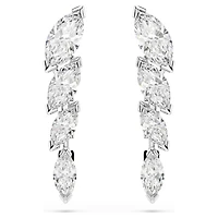 Mesmera earrings, Marquise cut, White, Rhodium plated
