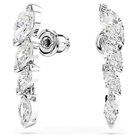Mesmera earrings, Marquise cut, White, Rhodium plated