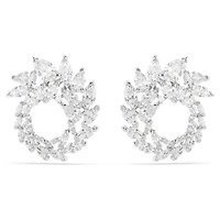 Mesmera hoop earrings, Marquise cut, White
