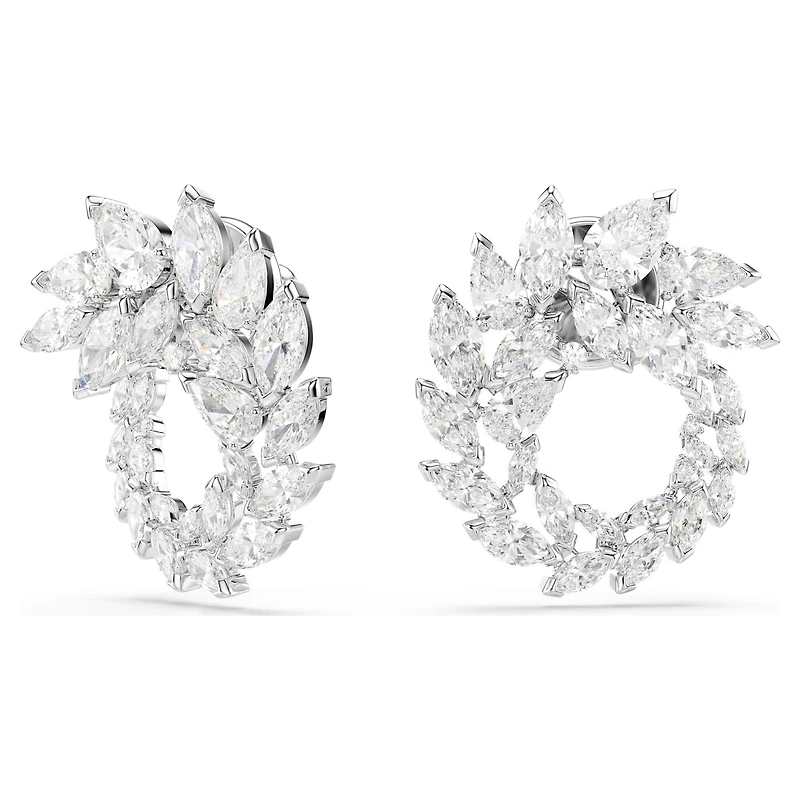 Mesmera hoop earrings, Marquise cut, White