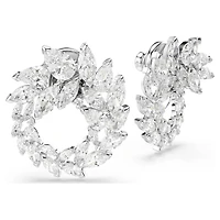 Mesmera hoop earrings, Marquise cut, White