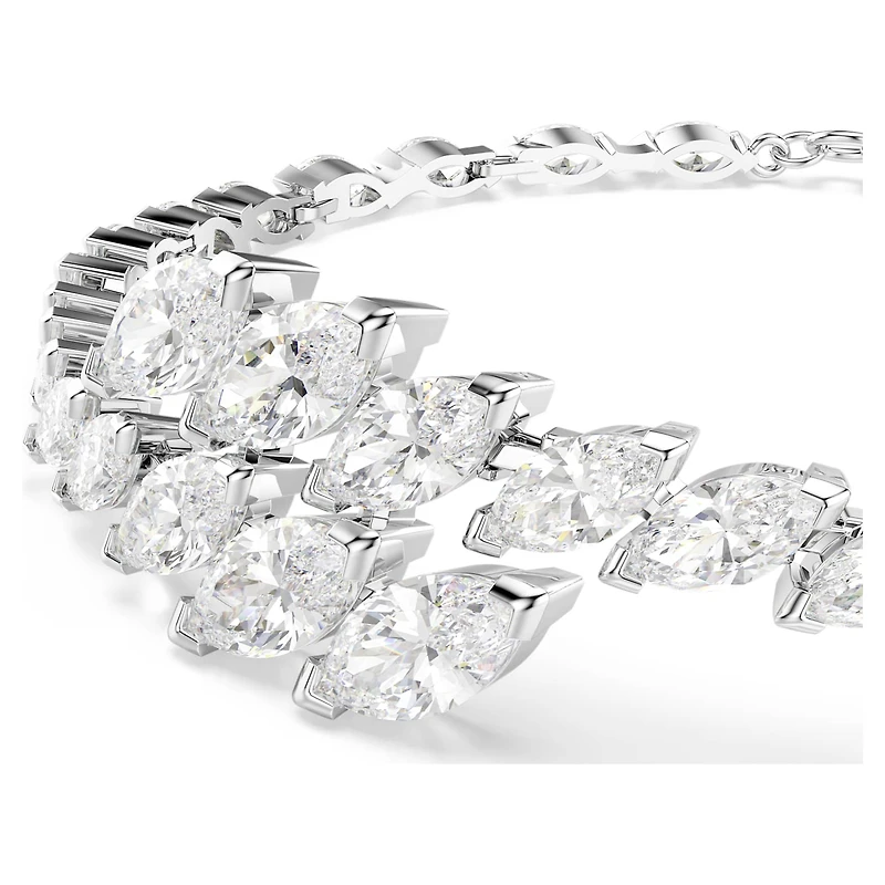 Mesmera bracelet, Marquise cut, White, Rhodium plated
