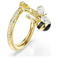 Idyllia motif ring, Mixed cuts, Bee, Multicoloured, 18K gold finish